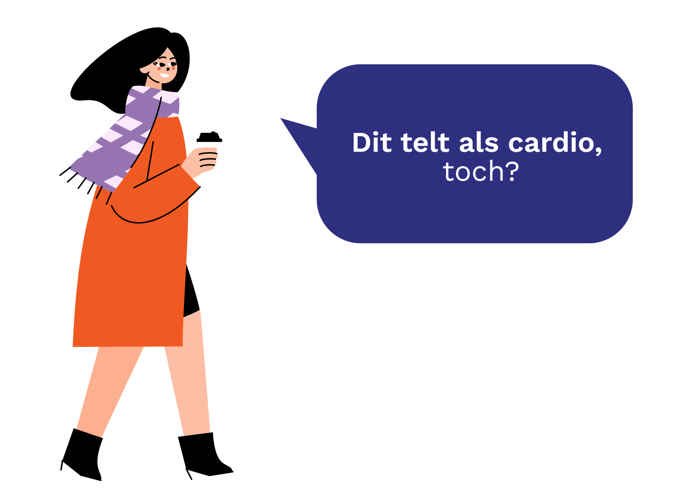Voetganger die zegt: Dit telt als cardio, toch?
